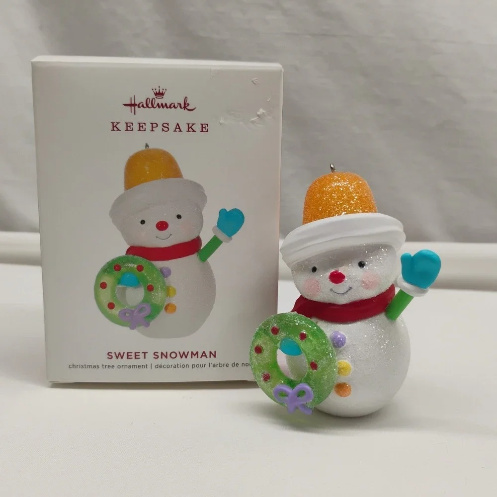 NOS Hallmark Keepsake SWEET‎ SNOWMAN Christmas Tree Ornament Gumdrop